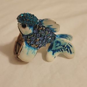 Blue and White Fish Ring